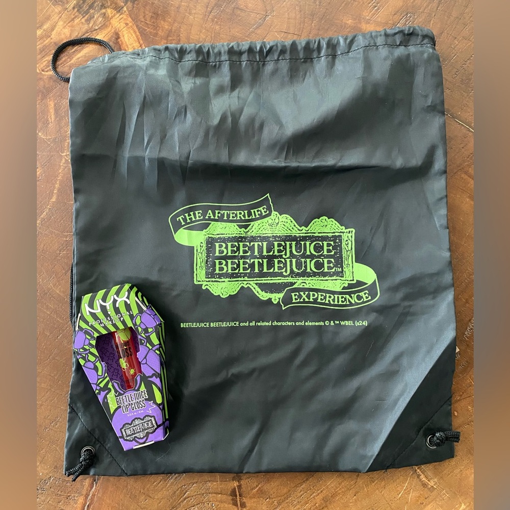 Limited Edition VIP drawstring bag from the Beetlejuice Beetlejuice Experience